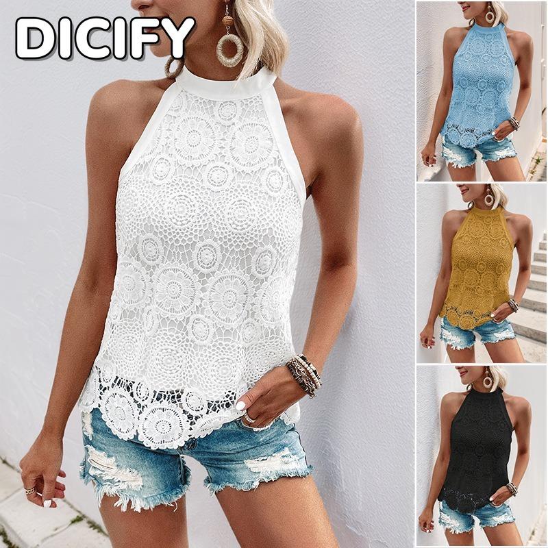 DICFY Women's Fashion Casual Summer Spring O-Neck Sleeveless Blouses & Shirts