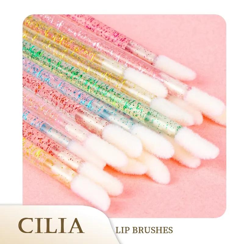 50 Pcs Disposable Lip Brush Crystal Eyelash Extension Mascara Applicator Lipstick Wands Set Women MakeUp Brushes Tools