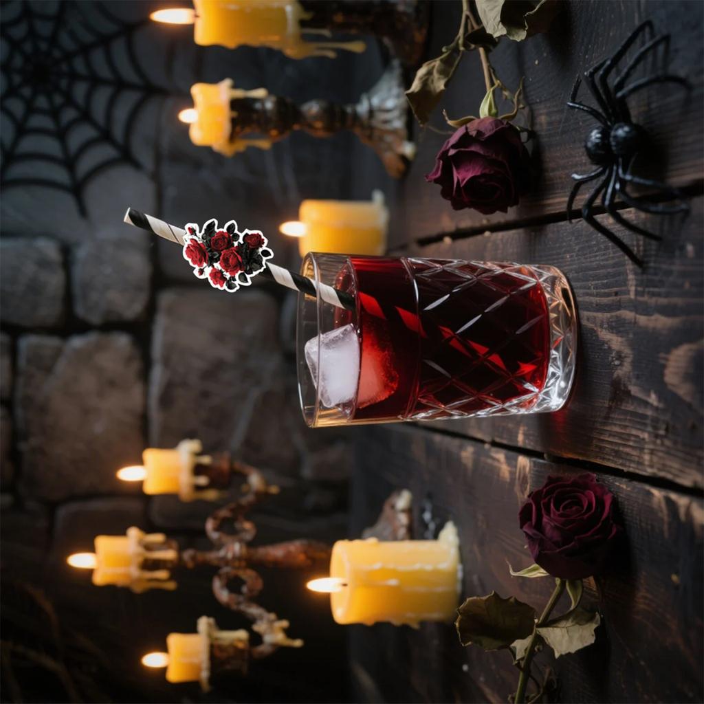 Halloween Theme Gothic Style Paper Straw Party Drink Disposable Decorative Straw Supplies