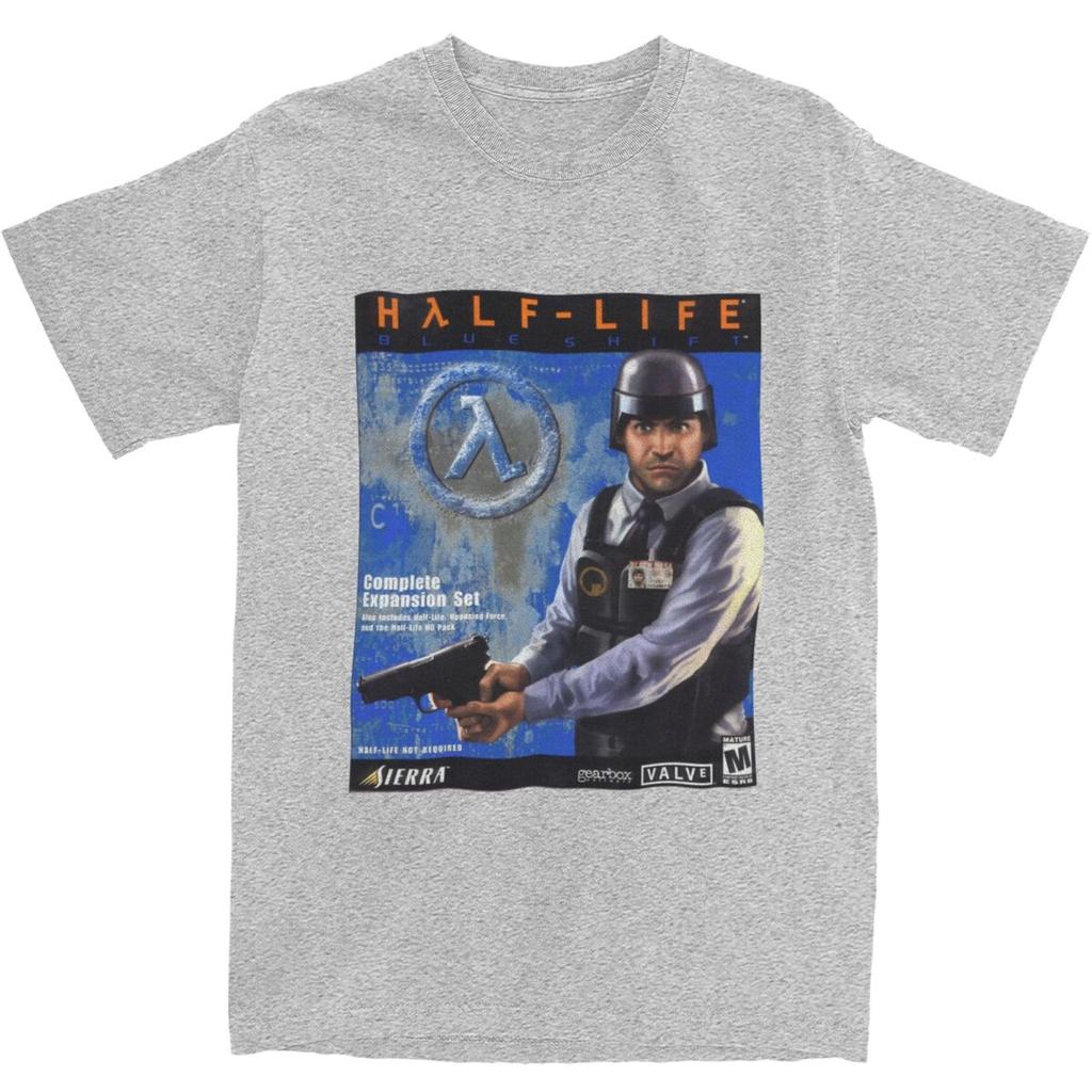 Men's Videogames Blue Shift Sierra Box Art 2001 T-Shirts Halfs Lifes Cotton Tees Summer  Short-Sleeved Round Neck Tee Shirt