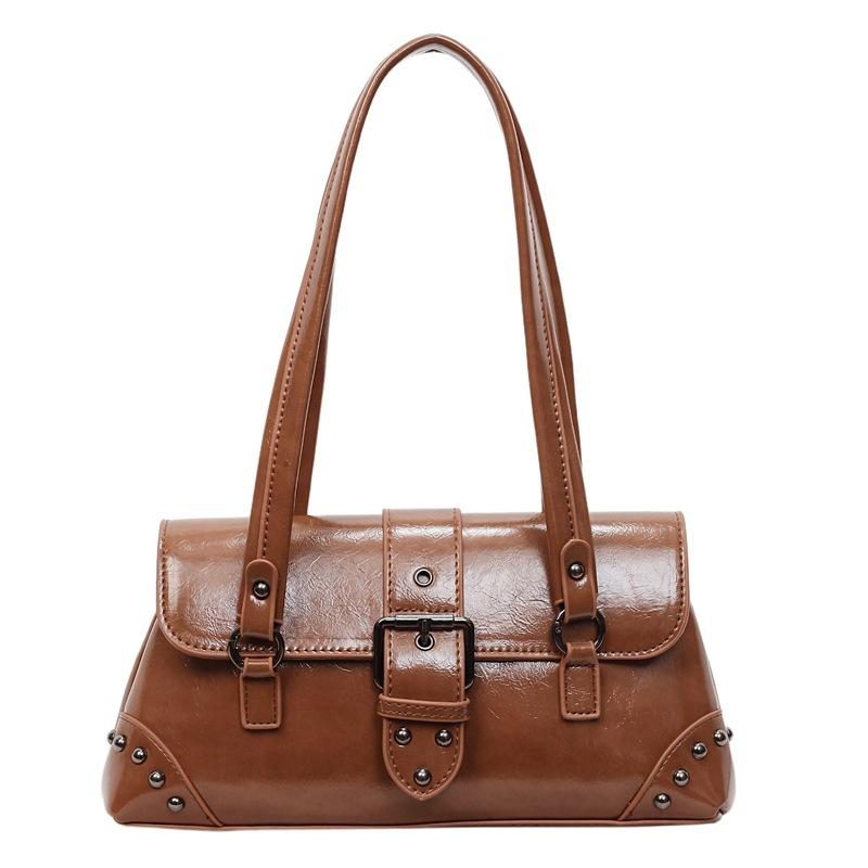 High-end Underarm Bag Women's New Trend Fashion Versatile Rivet Locomotive Bag Retro Light Luxury Hand Bag