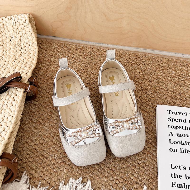 

Children s Mary Jane Shoes Girls Black Red Leather Shoes with Rhinestone Bow Fashion Versatile Unique Kids Non-slip Dress Flats 25