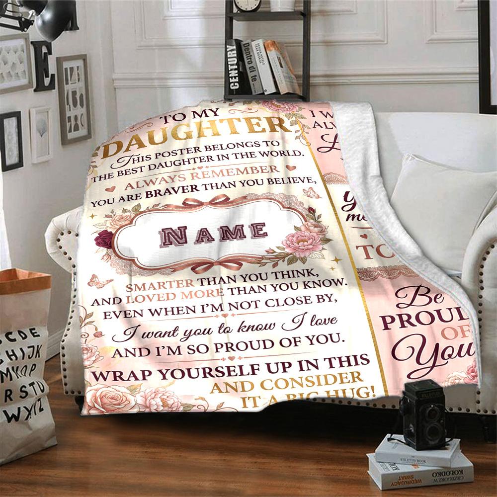 Love Pride Daughter Blanket Customize Your Name Warmthful Decor Perfect For Sofa Couch Office Bed Picnics For All Occasions Stylish Decor Perfect Gift