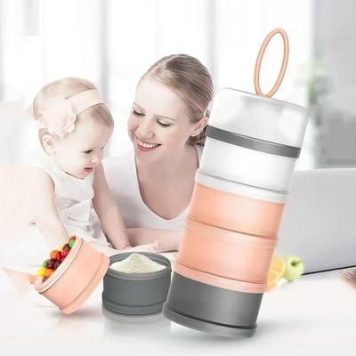 Draagbare Melkpoeder Formule Dispenser met 4 Vakjes Babyvoeding Bewaarbox Geschikt voor Reizen Babyvoeding Melkcontainer