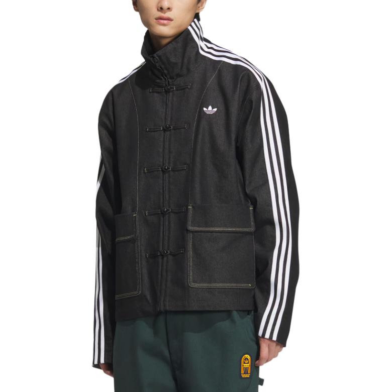 adidas Originály CN TT Denimová Móda Pohodlná Mäkká Voľná Bunda Unisex Bunda Čierna JW1969