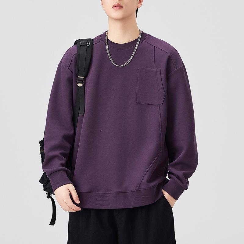 

New Autumn Long-sleeved Sweatshirt for Men s Pocket Trendy Versatile Top Clothes 4XL