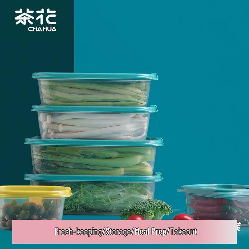 Camellia 4-Piece Refrigerator Storage & Picnic Food Containers, 1200ml