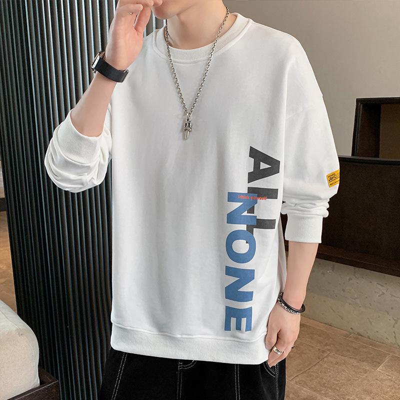 

Мужской свитер с круглым вырезом Мужской свободный модный Мужская одежда S белый