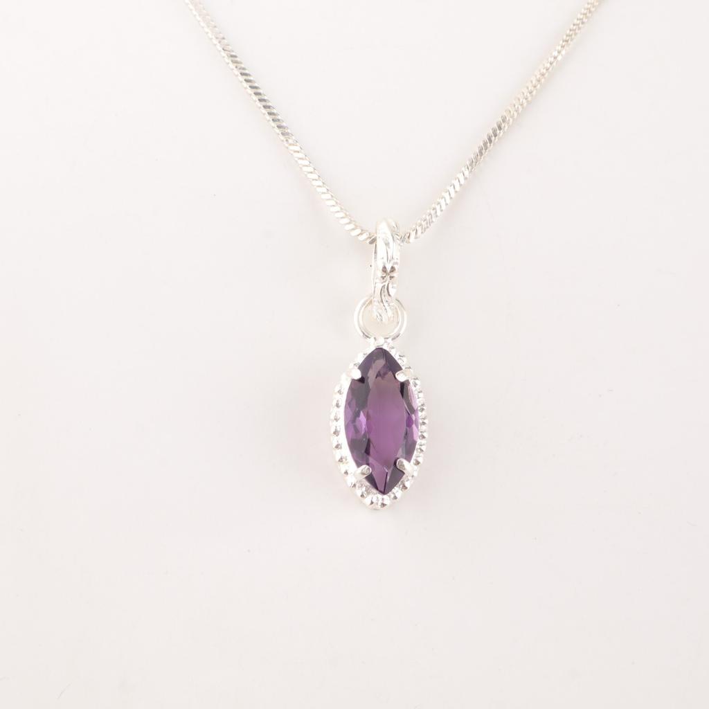 Natural Amethyst Gemstone 925 Sterling Silver Jewelry Handcrafted Women Pendant PP-59-3