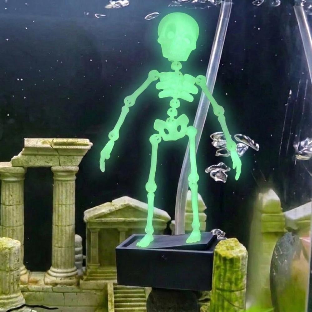 Air Driven Dancing Skeleton Aquarium Bubbler Plastic Movable Oxygen Skeleton  Underwater Landscape