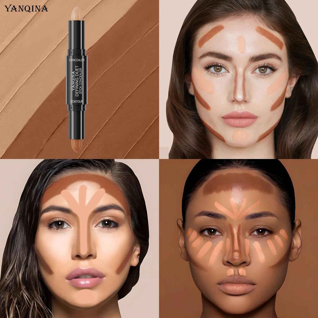 Stick Duo Contouring, Evidenziatore e Ombra in Crema a Doppia Estremità, Correttore Impermeabile a Coprenza Totale, Trucco Finish Naturale per Tutti i Tipi di Pelle