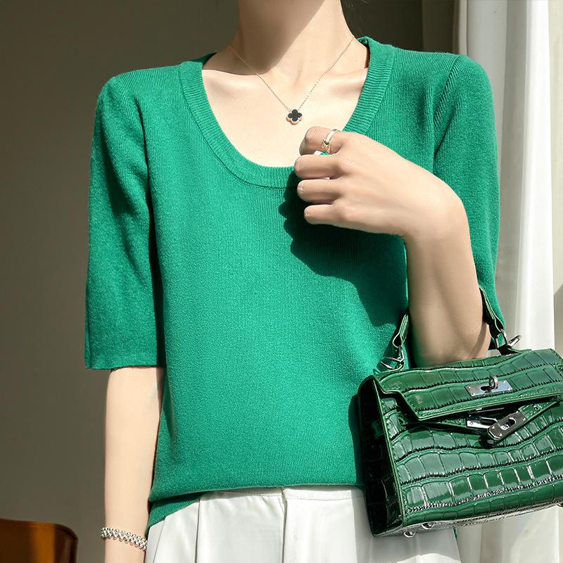 

New V-neck flat lace top, autumn exquisite hollow knitted sweater, sexy and thin outerwear blouse XXL