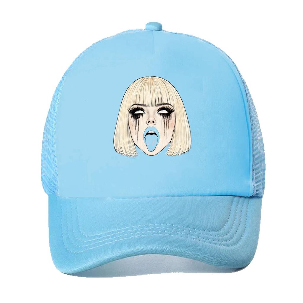 Blonde Pop Art Tongue Out Portrait Mesh Baseball Cap For Womens Unisex FeUnisex Beach Dad Hat Hip Hop