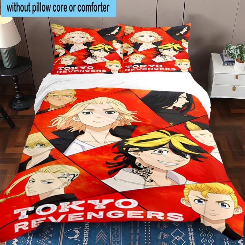 3PCS Tokyo anime 3pcs Bedding,Including 3PCS Duvet Cover And 2pcs Pillowcases Perfect for Christmas,Ideal for Bedroom, Dormitory