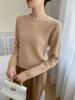 Women's Solid Color Cashmere Sweater - Rolled Hem, Round Neck, Long Sleeve, Loose Fit.