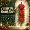 European Style Plastic Christmas Wreath Ornament with Pine Needles and Red Berries