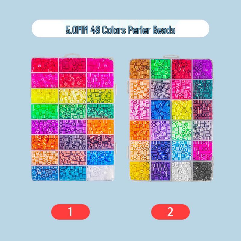 72-Color 2.6mm & 48-Color 5mm Fuse Beads Refill Set for DIY Handmade Educational Projects