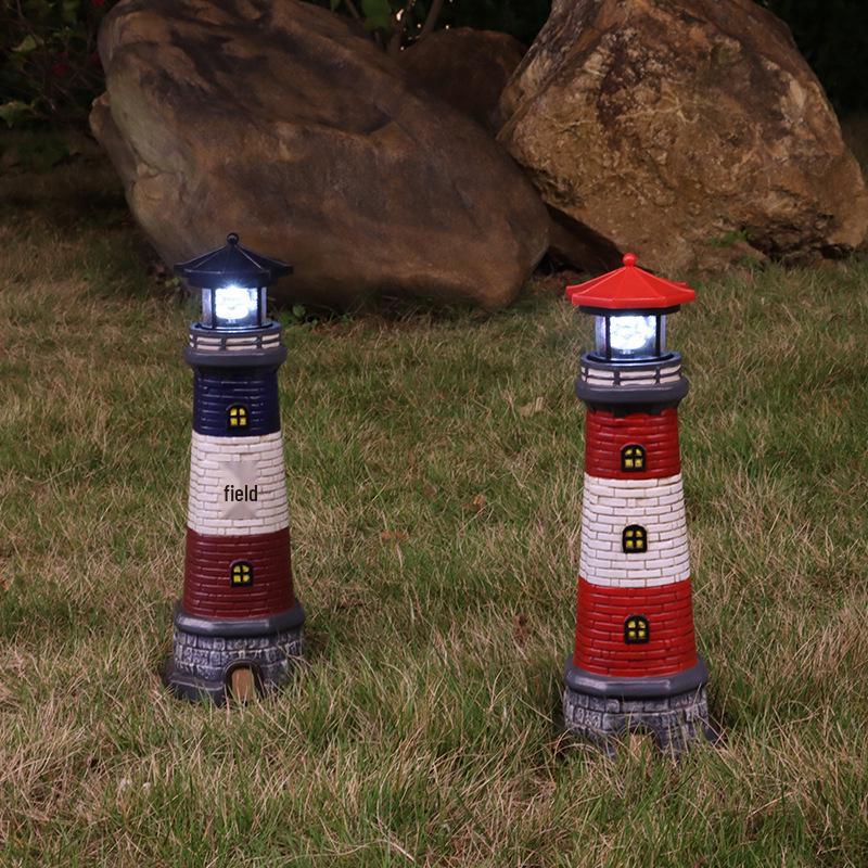 European Outdoor Solar Lighthouse Garden Ornament Waterproof Lamp