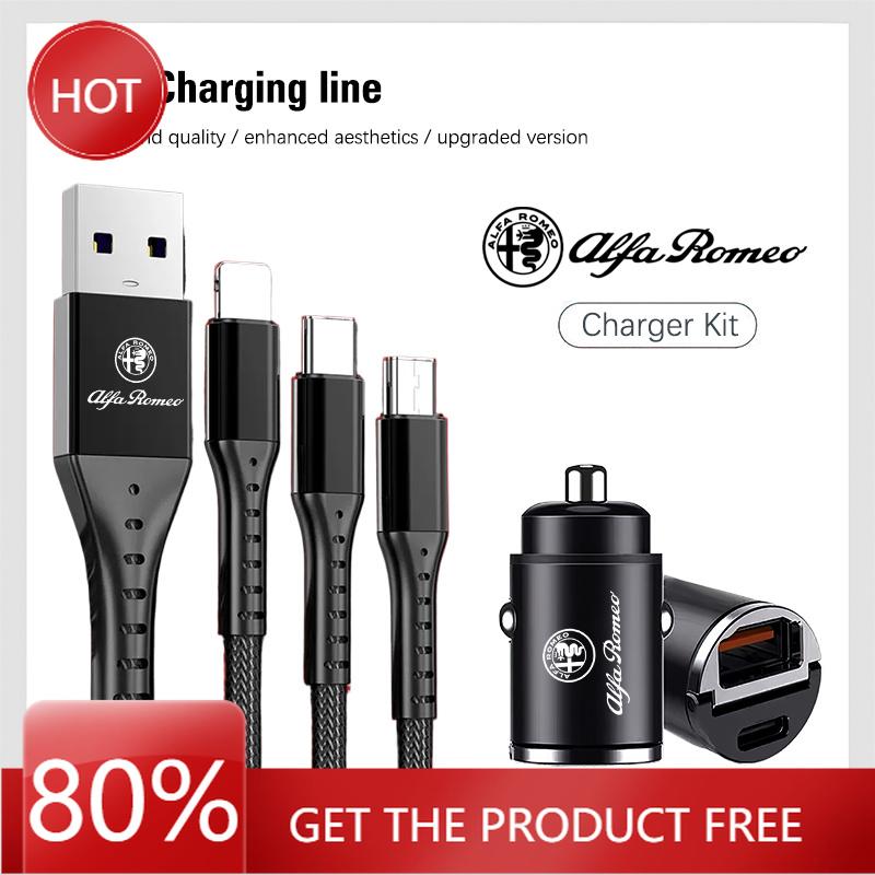 Hub Caps Car Interior Charger 3 In 1 Charging Cable Auto Accessories For Alfa Romeo Giulietta Mito 159 Giulia Stelvio 156 147 ToOZ2