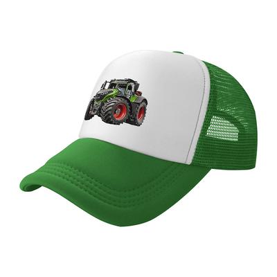 Tractor Design Mesh Trucker Hat with Breathable Back Panel and Adjustable Fit for Outdoor Activities and Farm Enthusiasts