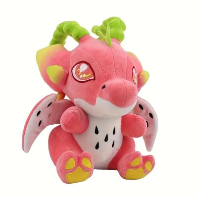 Adorable 9.84" Dragon Fruit Plush Toy - Soft Polyester Stuffed Animal In White/Red, Perfect Kawaii Gift for Youngsters