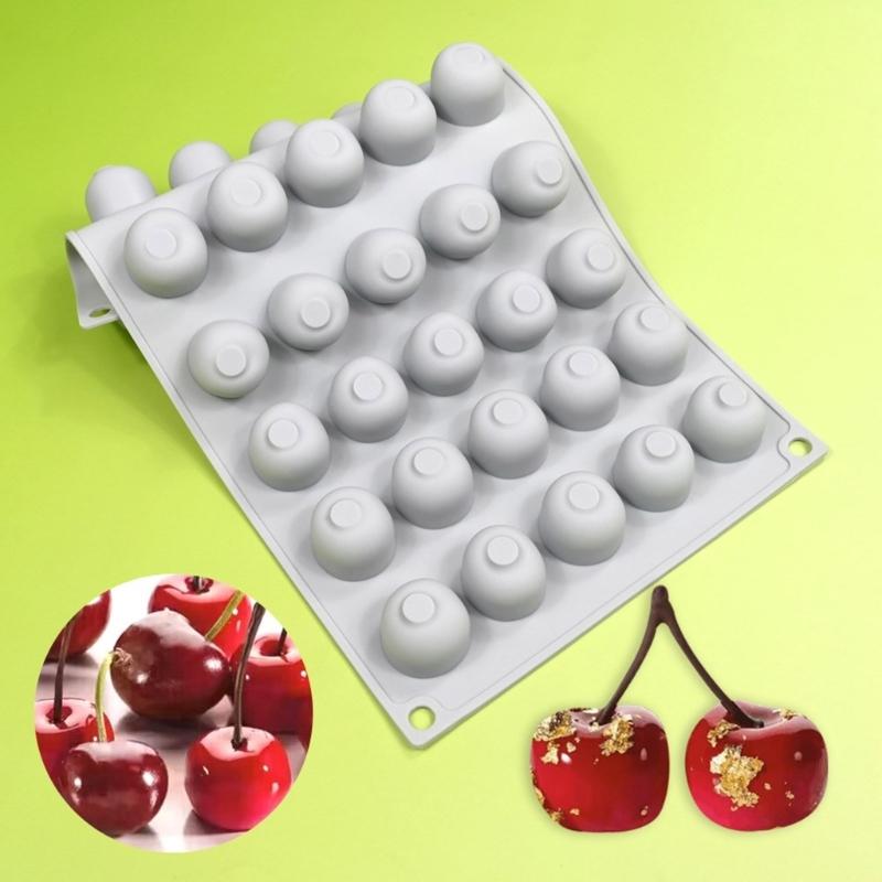 Chocolate Molds Small Cherry Shape Mousse Molds Pastrys Bakings Supplies Silicone Material Suitable for DIY Bakings Treat