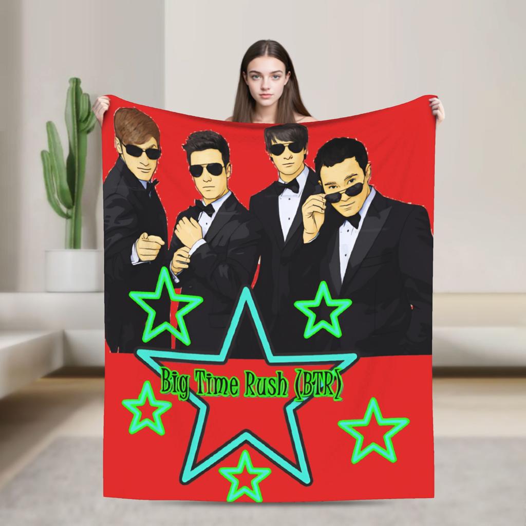 Big Time Rush Band Flannel Blanket Winter Super Soft Throw Blanket for Girls Boys Outdoor Funny Bedspread Sofa Bed Cover