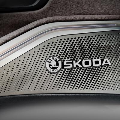 FGD3 4pcs for Logo Fabia Superb Kamiq Kodiak Yeti Octavia Karoq RS Car Inner Speaker Decals Audio Sound Badge Stereo Sticker