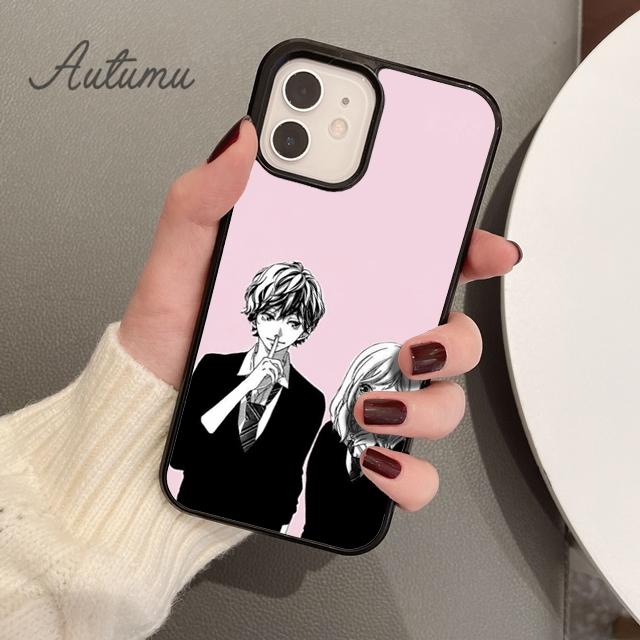 Pouzdro na telefon s motivem anime Ao Haru Ride Kiss pro iPhone 11 12 13 14 Pro Max mini X XR XS SE 2020 6S 7 8 Plus Samsung Galaxy S21 S22
