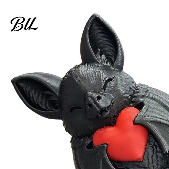 Dark Style Ornament Cute Red Heart Bat 3D Printed Halloween Decoration Novelty Tabletop Sculpture for Spooky Love Design Party Haunted House