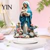 Decorative Desk Ornament Virgin And Angel Ornament, 2D Acrylic Religious with Faith Based Gift Item Base, Catholic Table Centerpiece, Christian