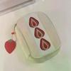 Cute Embroidered Strawberry Pencil Case Portable Stationery Pen Box Multi Functional Large Capacity Makeup Bag Storage Bag