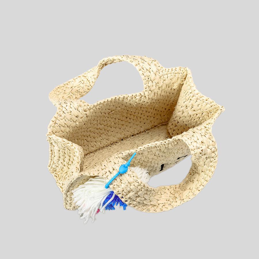 Hand-woven Straw Letter Beach Bag - Fashion Handbag for Women, Single Shoulder Underarm Style