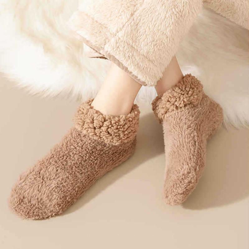 1Pair Fluffy Warm Comfortable Indoor Non Slip Dormitories Daily Lightweight Polyester Soft Floor Socks Bedrooms