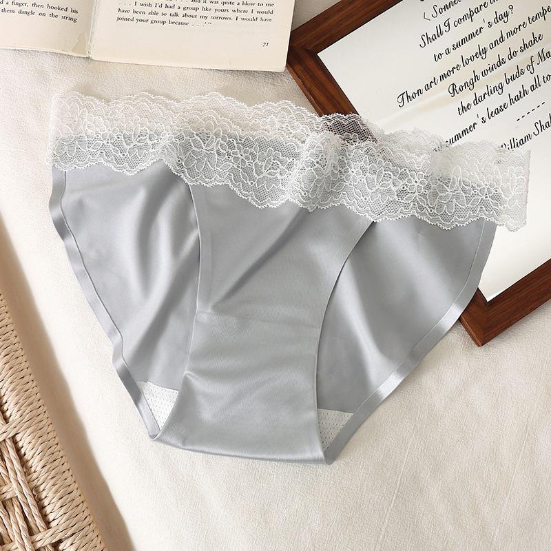 Women's Sexy Lace Trim Seamless Satin Panties - Pure Desire Style 2025
