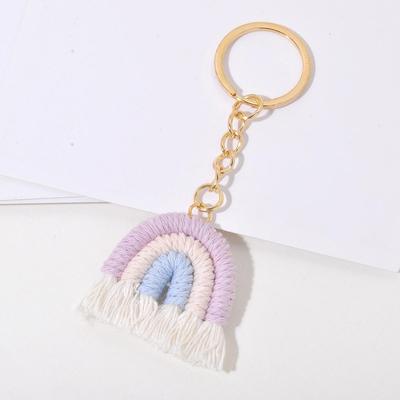 Handmade Cotton Rainbow Tassel Keychain Charm
