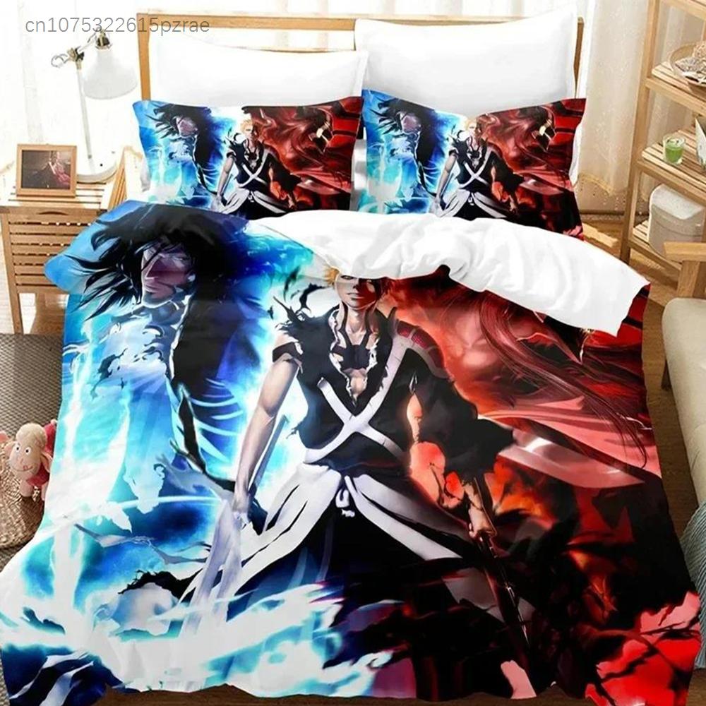 Top Anime Bleach Kurosaki Ichigo Bedding Set Boys Girls Twin Queen Size Duvet Cover Pillowcase Bed For Kids Adult Customizable