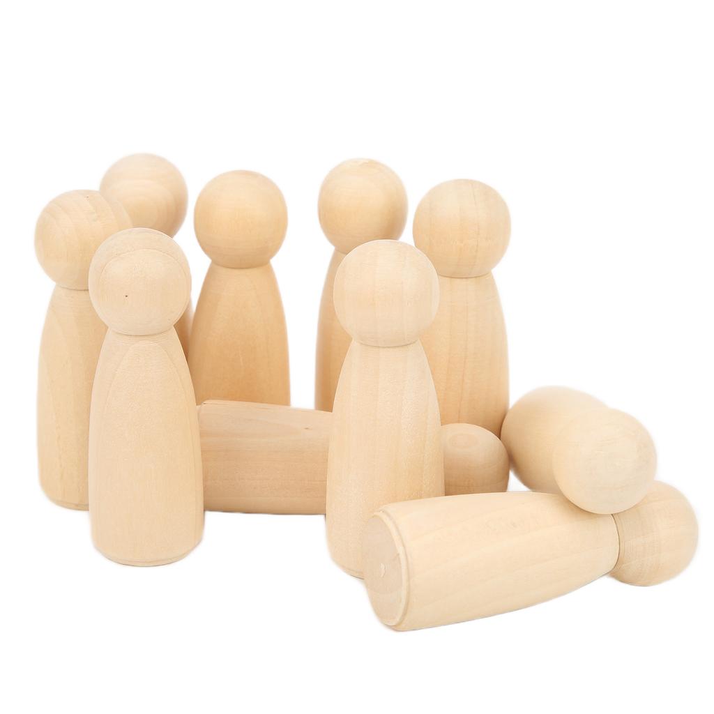 10 Pcs Wooden Peg Doll 75mm 3.0in Safe BurrFree Develop HandsOn Skills DIY Accessories for Decoratio