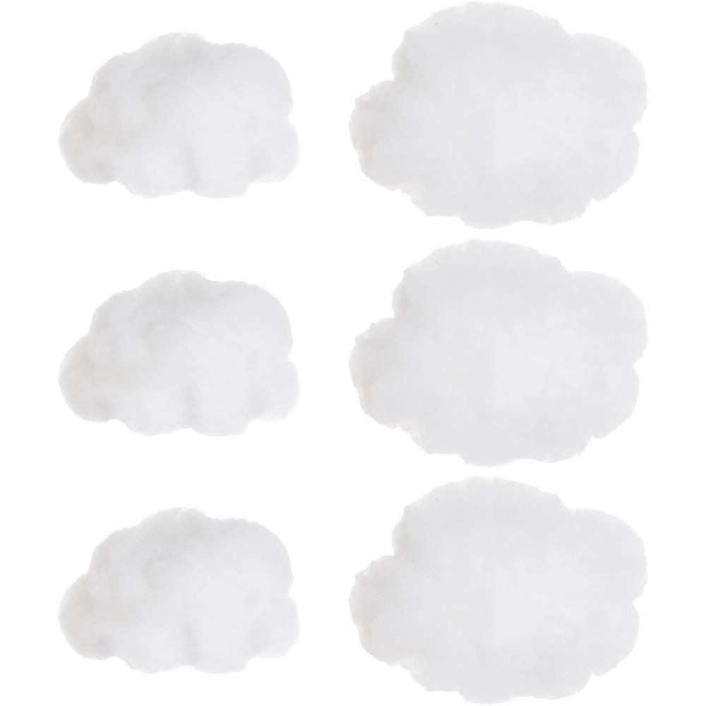 6pcs Cotton Simulation Cloud Decorations 3D Artificial Fake Clouds Props, Clouds for Ceiling, Room DIY Cloud Decor Art Stage Wedding Party