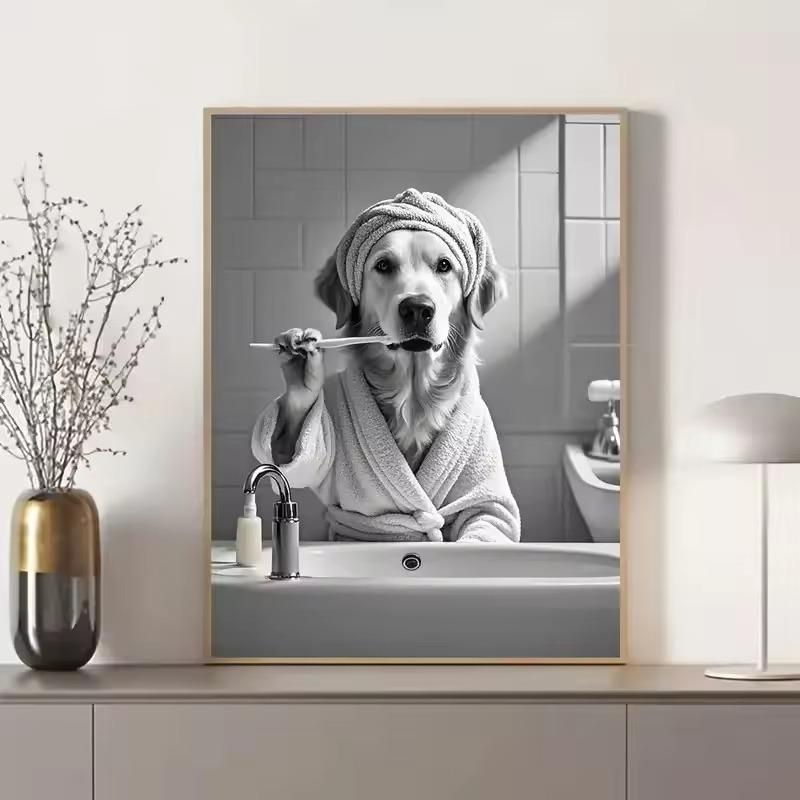 Animal Bathroom Toilet Paper Canvas Painting Poster Otter Hedgehog Giraffe Gift Wall Room Home Decor Black White Print Modern