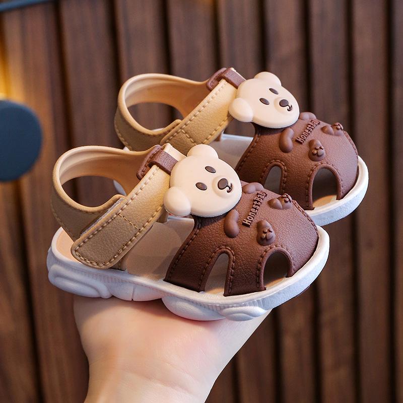New Summer Solid Color Bear Children's Sandals Supply of Soft Sole Non-Slip Shoes for Older Children