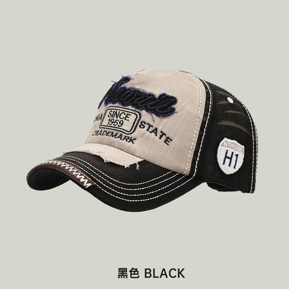 Washed and old embroidered baseball cap Men's and women's four-season cowboy hat Simple sunshade cap