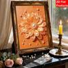 Golden Flower Pearl 5D Pearl Painting Kit with Frame DIY Sparkling Bead Canvas Art Relaxing Craft for Girls Room Decor Creative Hobby Project