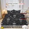 Skeleton Flower Pattern Print Duvet Cover Halloween Gothic Style Bedding Set Pillowcase Soft Comfortable Polyester Quilt Cover