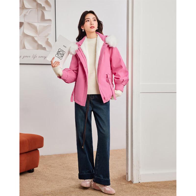 IEF Damen Warme Koreanischer Stil Arbeitskleidung Kapuzenjacke