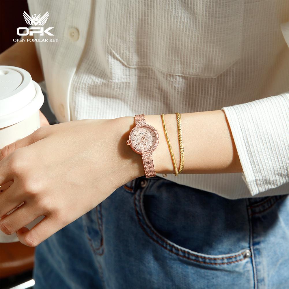 OPK Brand Watch Light Luxury Japanese Style Slim Strap Compact and Simple Women's Watch Quartz Watch 6086