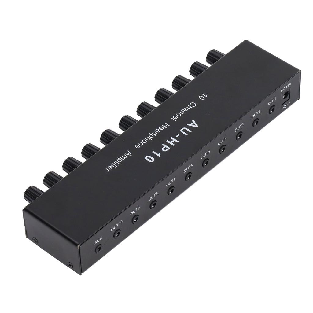10 Channel Headphone Amplifier 1 Input 10 Output Stereo Audio Splitter Independent Control DC 12V