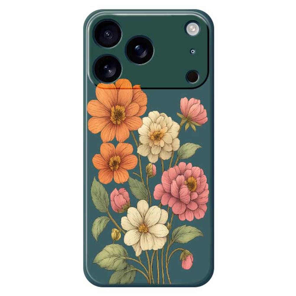 

Чехол для iPhone 17 Pro с красивым принтом в виде цветов, ТПУ задняя крышка для телефона с прямыми краями Green