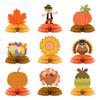 9 Pcs Fall Thanksgiving Honeycomb Decor Paper Pumpkin Maple Leaf Turkey Centerpiece 3D Honeycomb Standing Table Topper for Autumn Harvest Kitchen