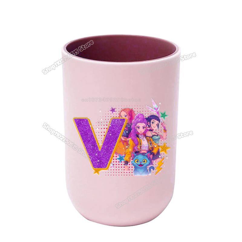 KPop Dämonenjäger Buchstabe A-Z Kinder Zahnbürstenbecher Rumi Mira Zoey Mädchen Mundspülbecher Trinkbecher Badezimmer Zahnbürstenhalter